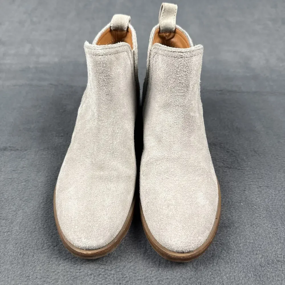 LUCKY BRAND Womens Gray Pogan Stacked Heel Slip On Leather Booties 6 M